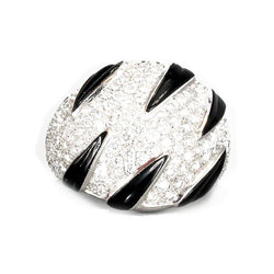 Bague CARTIER "Griffes" en or blanc, diamants et onyx - Castafiore