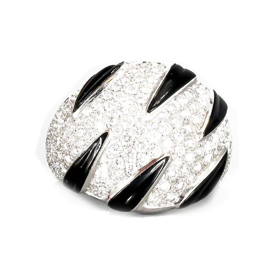 Bague CARTIER "Griffes" en or blanc, diamants et onyx - Castafiore