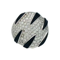 Bague CARTIER "Griffes" en or blanc, diamants et onyx - Castafiore