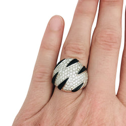 Bague CARTIER "Griffes" en or blanc, diamants et onyx - Castafiore