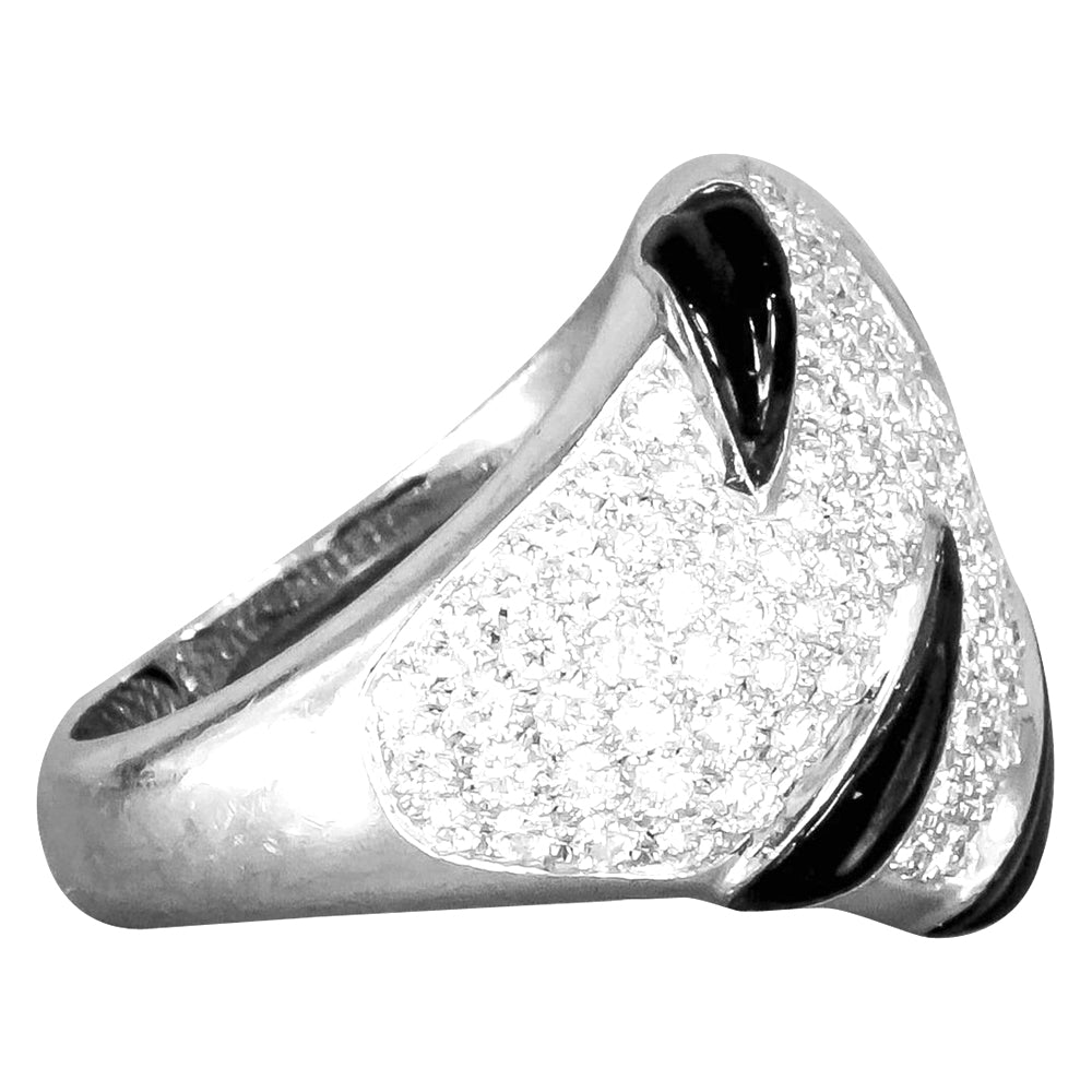 Bague CARTIER "Griffes" en or blanc, diamants et onyx - Castafiore