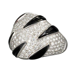 Bague CARTIER "Griffes" en or blanc, diamants et onyx - Castafiore