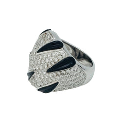 Bague CARTIER "Griffes" en or blanc, diamants et onyx - Castafiore