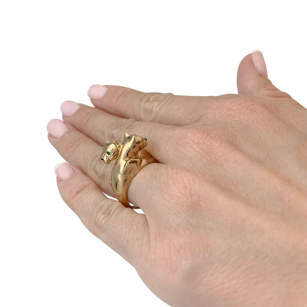 Bague Cartier, "Kozra", en or jaune, émeraude, onyx - Castafiore