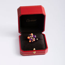 Bague CARTIER, modèle "Délices de Goa" or jaune, corail, améthystes et diamants - Castafiore