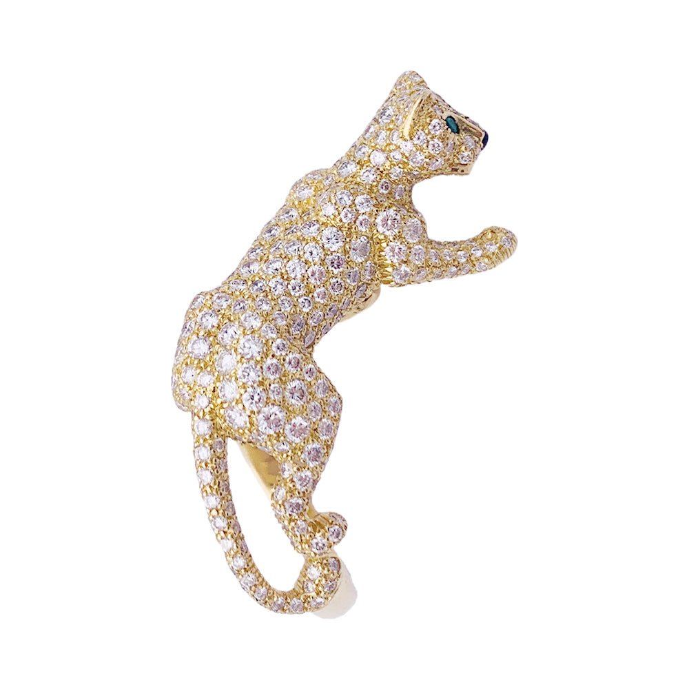 Bague CARTIER "Panthère de Cartier" en or jaune, émeraude, onyx et diamants - Castafiore