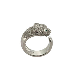 Bague CARTIER Panthère "Massai" en or blanc émeraudes, onyx et diamants - Castafiore