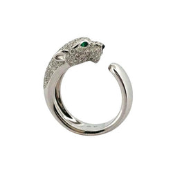 Bague CARTIER Panthère "Massai" en or blanc émeraudes, onyx et diamants - Castafiore