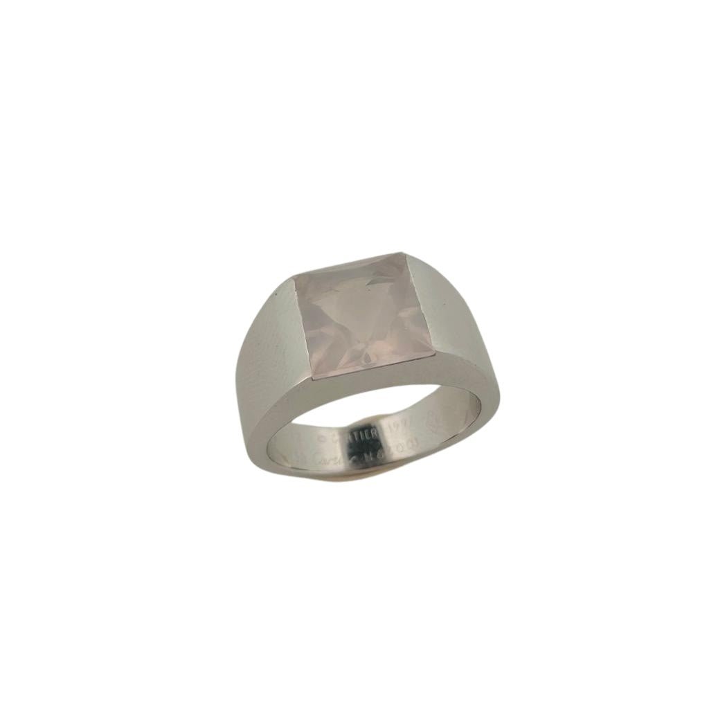 Bague CARTIER Tank en or blanc avec quartz rose - Castafiore