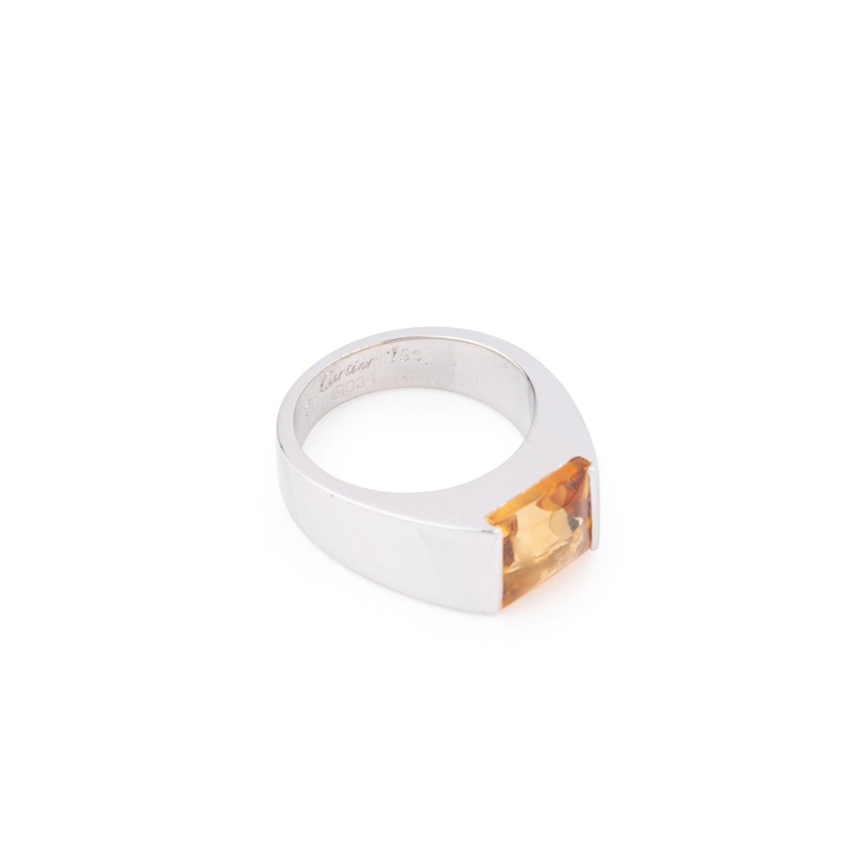Bague CARTIER "Tank" en or blanc et citrine - Castafiore