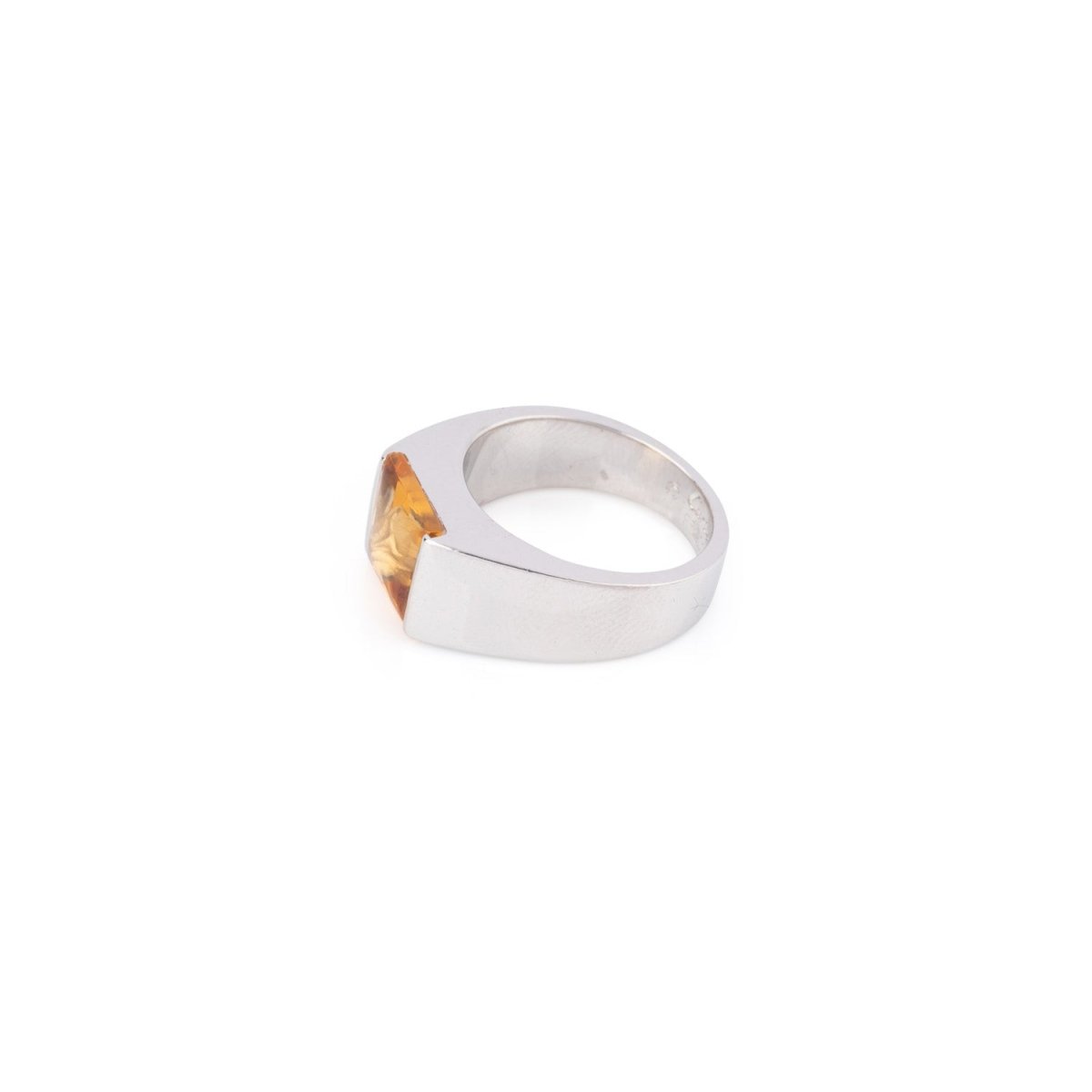 Bague CARTIER "Tank" en or blanc et citrine - Castafiore
