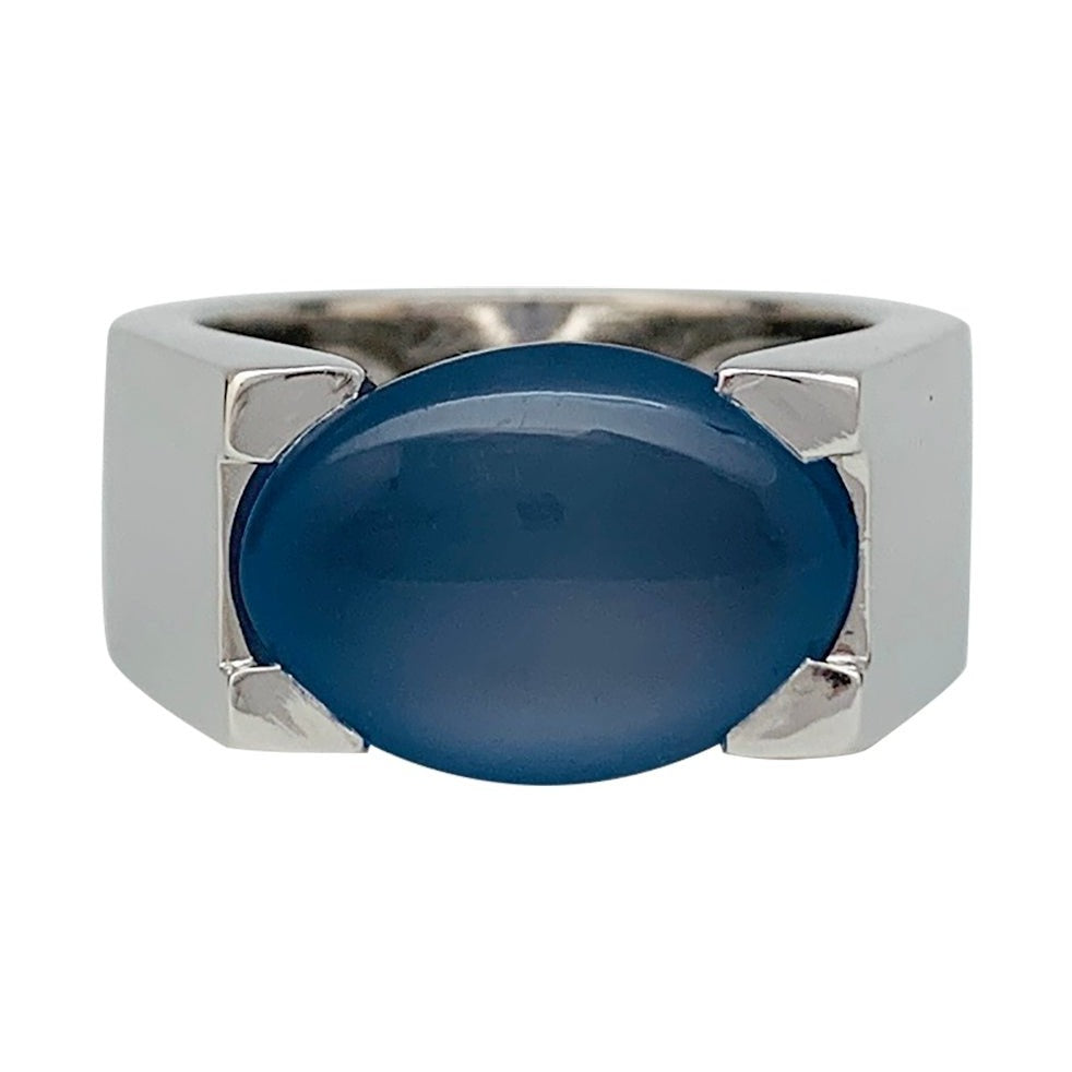 Bague Cartier, "Tankissime", or blanc, calcédoine bleue - Castafiore