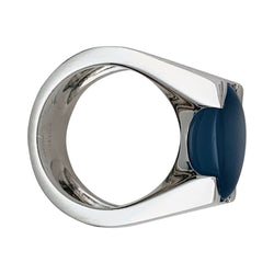 Bague Cartier, "Tankissime", or blanc, calcédoine bleue - Castafiore