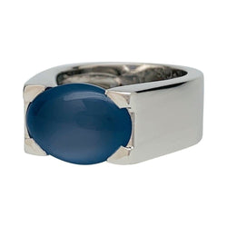 Bague Cartier, "Tankissime", or blanc, calcédoine bleue - Castafiore