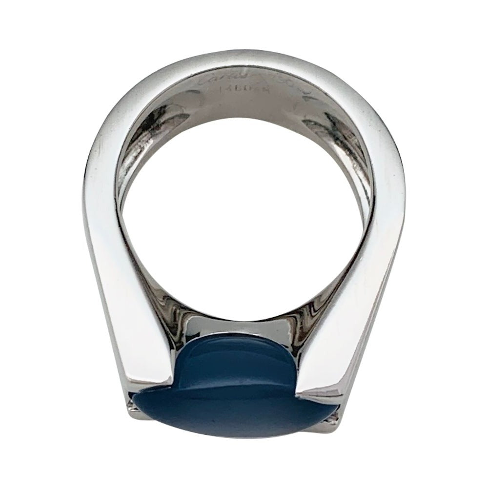 Bague Cartier, "Tankissime", or blanc, calcédoine bleue - Castafiore