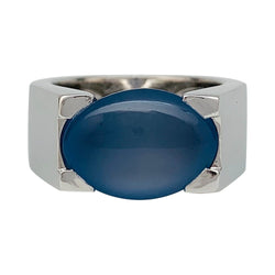 Bague Cartier, "Tankissime", or blanc, calcédoine bleue - Castafiore