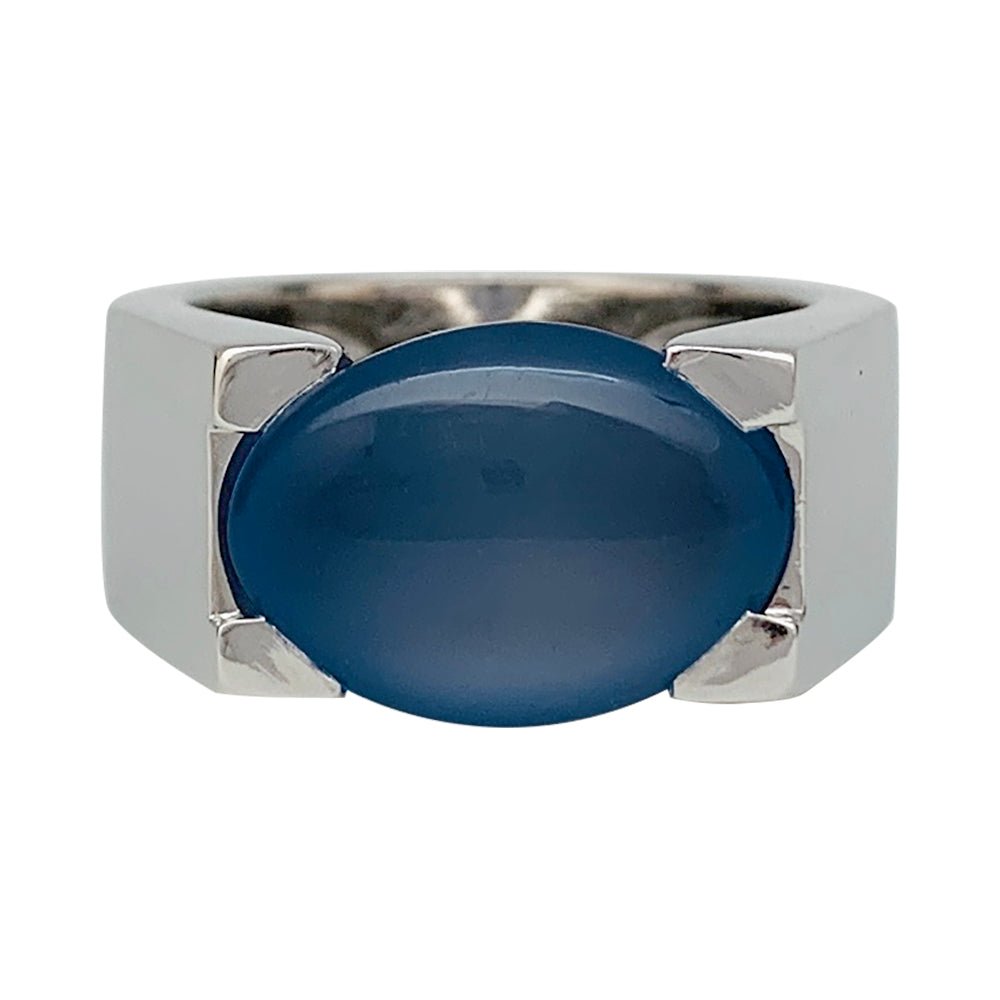 Bague Cartier, "Tankissime", or blanc, calcédoine bleue - Castafiore