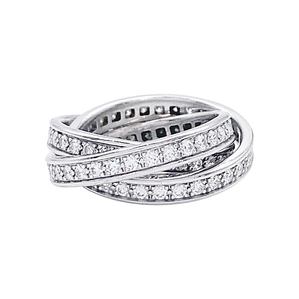 Bague Cartier, "Trinity", en or blanc et diamants - Castafiore