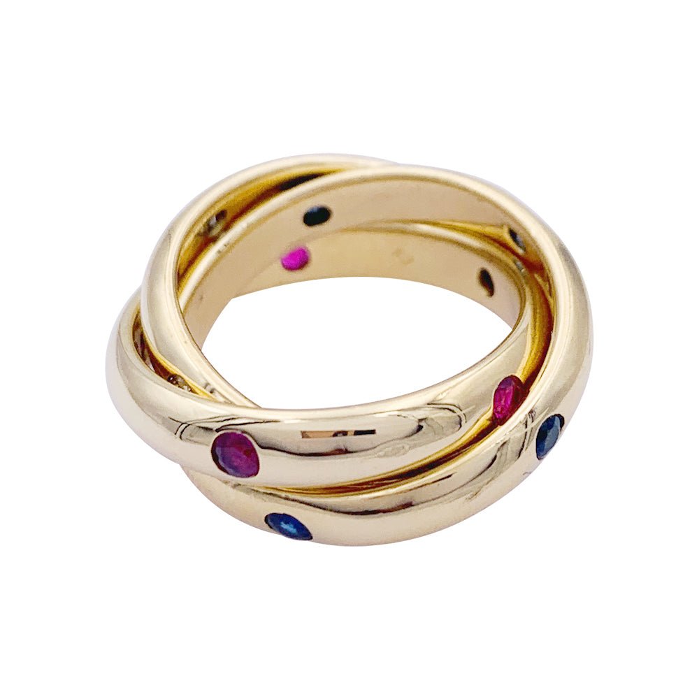 Bague CARTIER"Constellation"en or jaune saphirs, rubis et diamants - Castafiore
