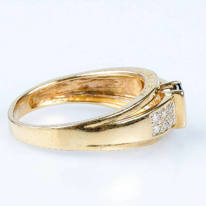 Bague CARVEN diamant saphir en or jaune 18 carats - Castafiore