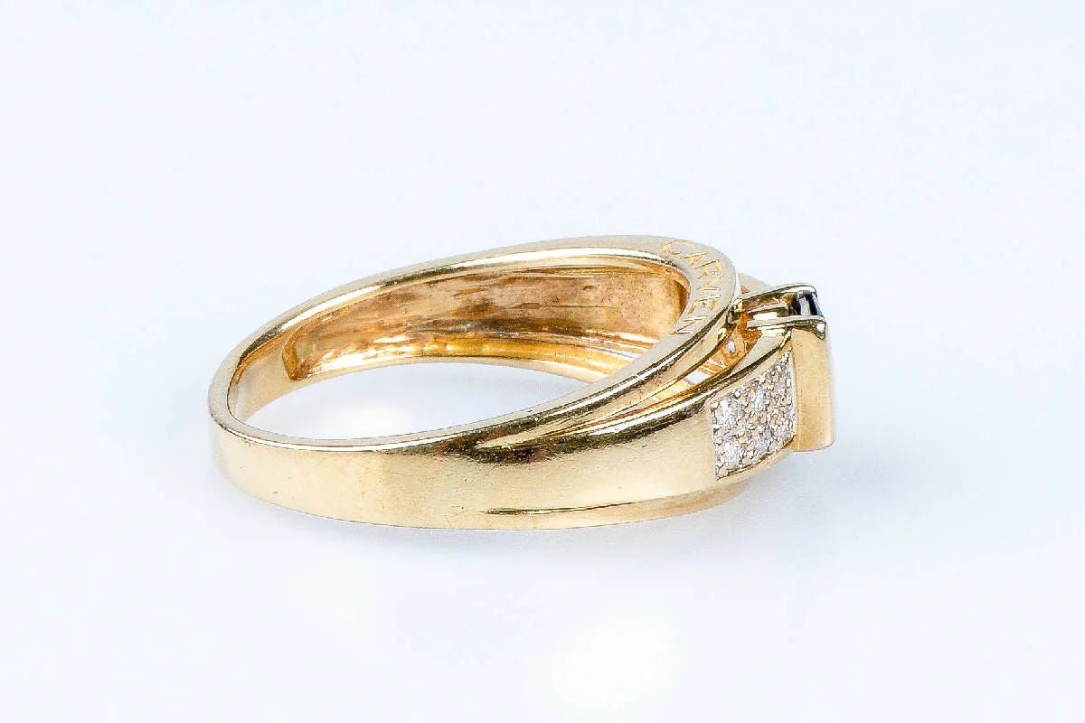 Bague CARVEN diamant saphir en or jaune 18 carats - Castafiore