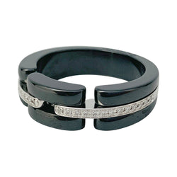 Bague Chanel "Ultra" en céramique, or blanc et diamants - Castafiore