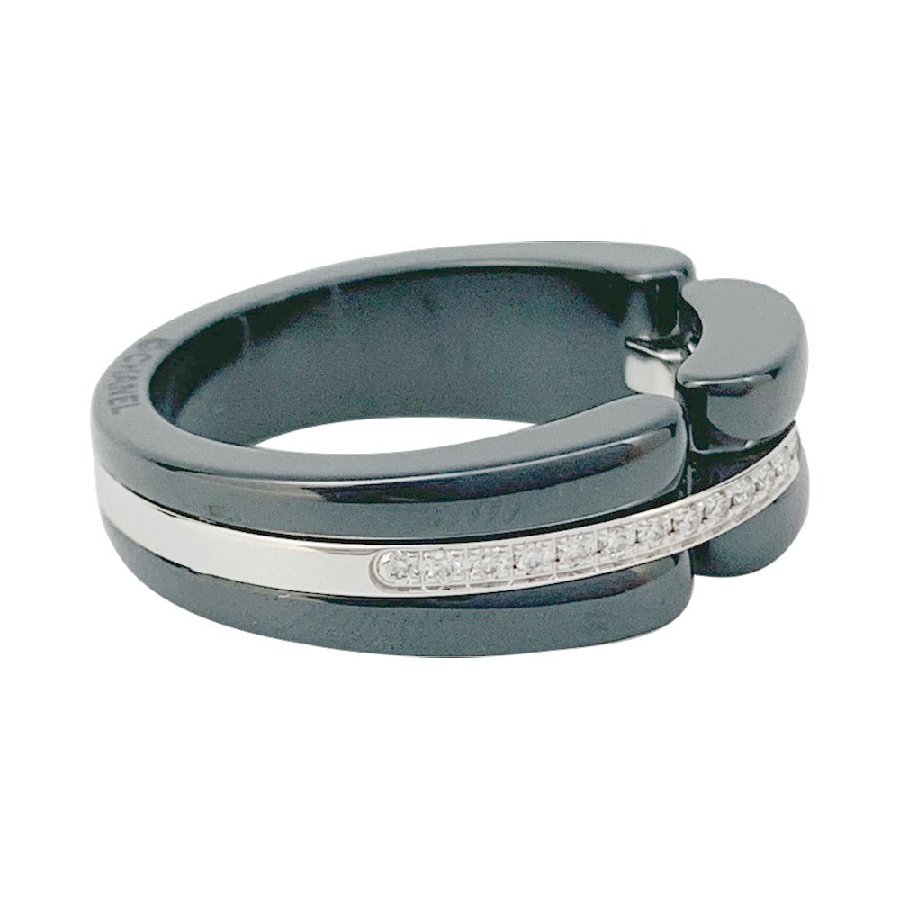 Bague Chanel "Ultra" en céramique, or blanc et diamants - Castafiore