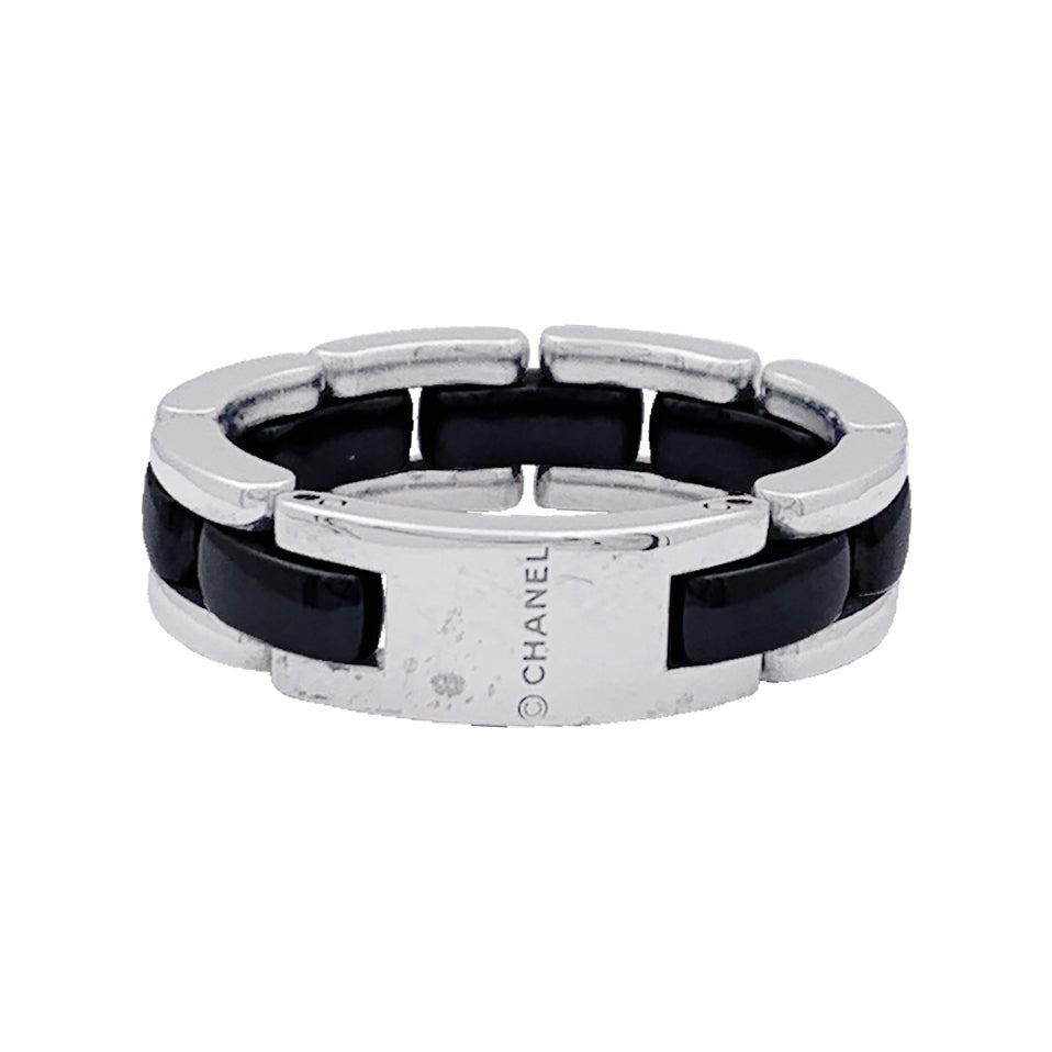 Bague CHANEL "Ultra" en or blanc et céramique - Castafiore
