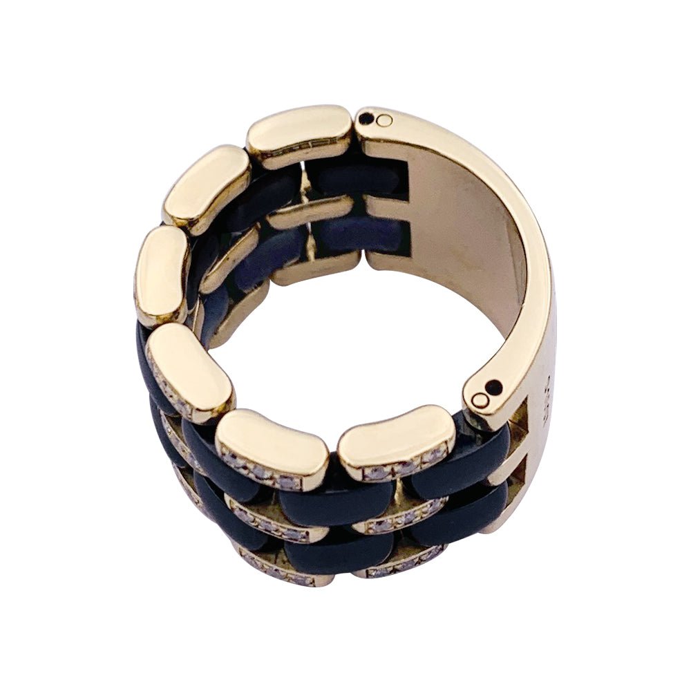 Bague CHANEL "Ultra" en or jaune , céramique et diamants - Castafiore