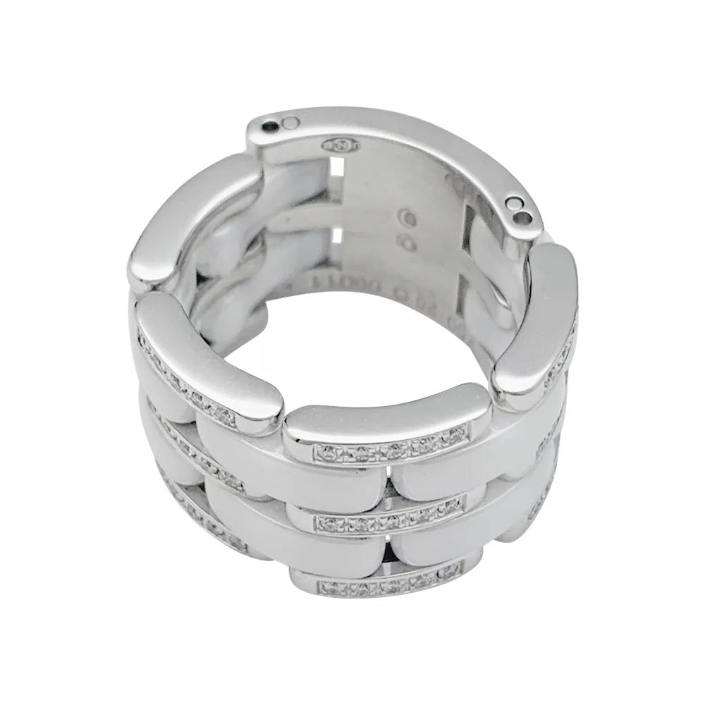 Bague Chanel, "Ultra", or blanc, céramique blanche et diamants. - Castafiore
