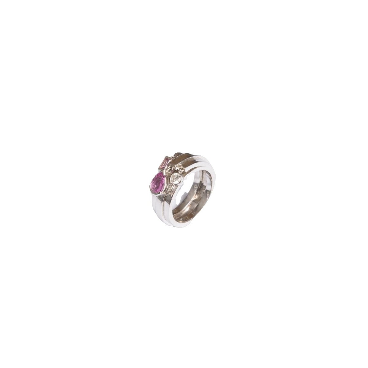 Bague CHAUMET en or blanc et en diamant et saphir rose - Castafiore