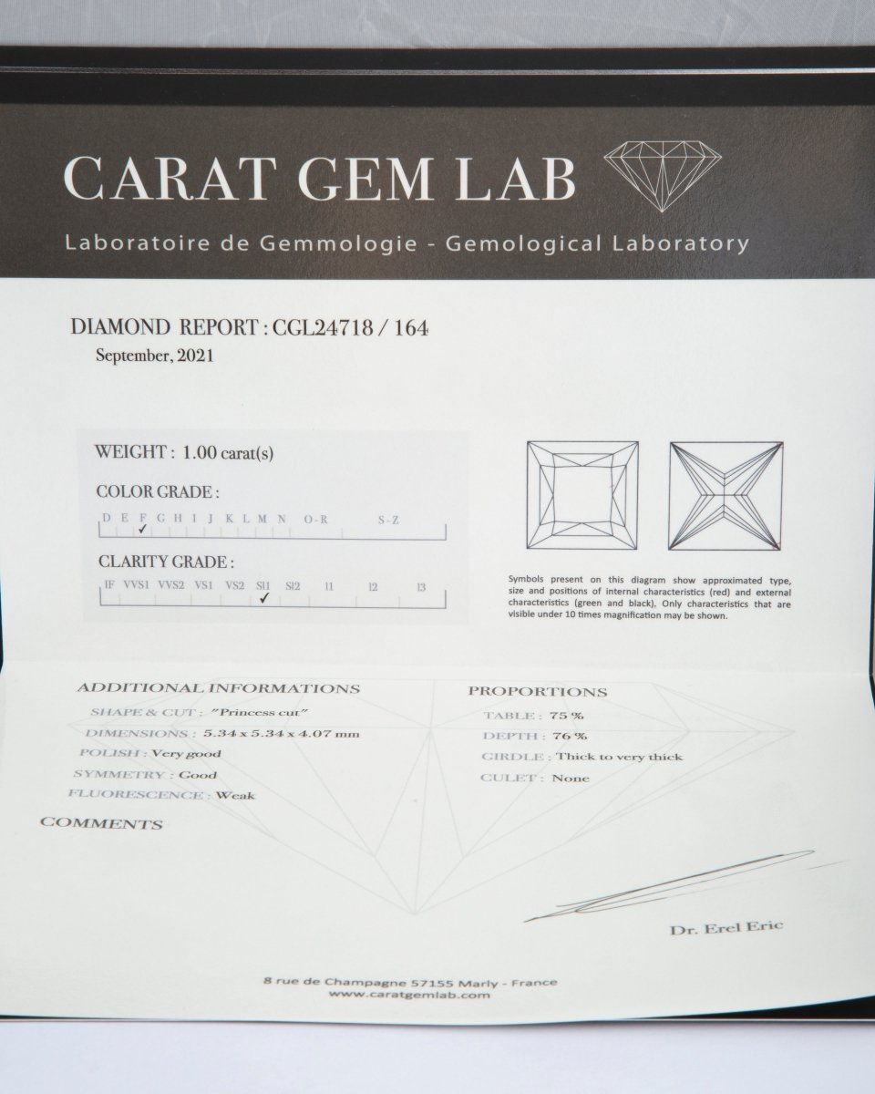 Bague CHAUMET en or gris, diamant taille princesse - Castafiore