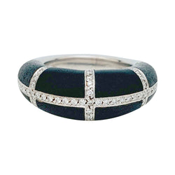 Bague CHAUMET, modèle "Anneau", or blanc, diamants et ébène - Castafiore