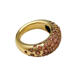 Bague CHAUMET modèle "Caviar" en or jaune, saphirs oranges - Castafiore