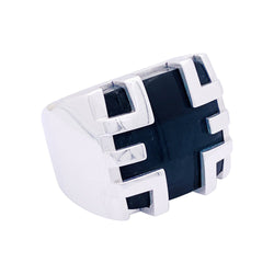 Bague Chevalière CARTIER "Baiser du Dragon", "Yijing" en or blanc et oeil de faucon - Castafiore