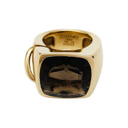 Bague chevalière CHAUMET, "Lien", or jaune, quartz fumé - Castafiore