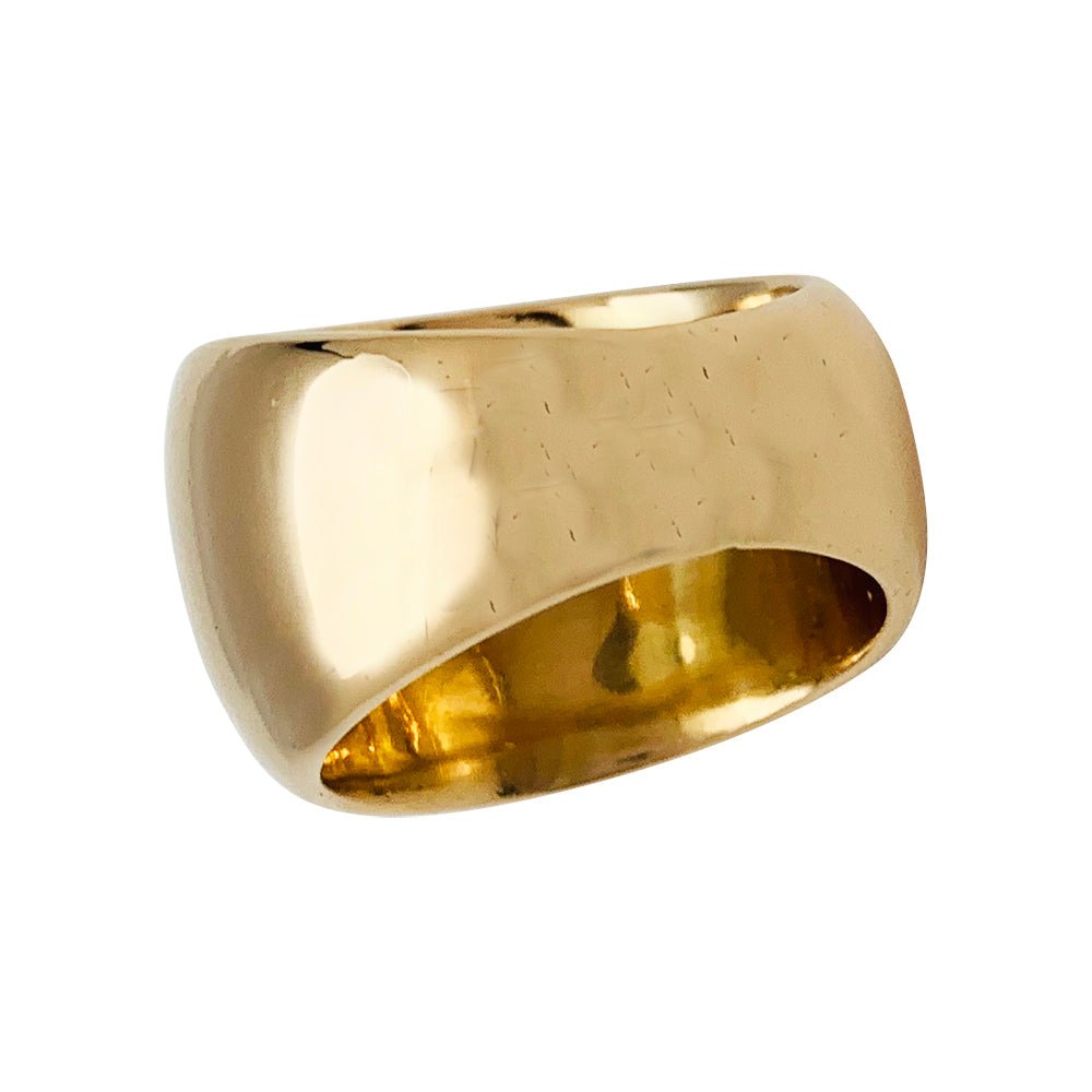 Bague chevalière en deux tons d'or, platine sertissant un diamant - Castafiore