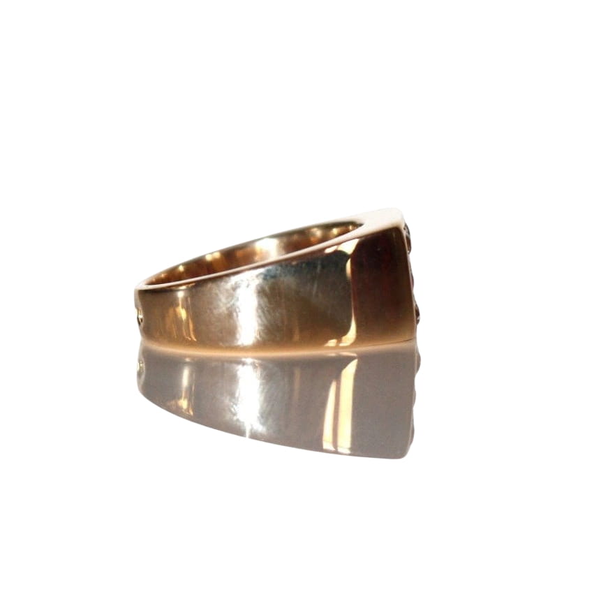 Bague Chevalière en or jaune, Rubis Et Diamants - Castafiore