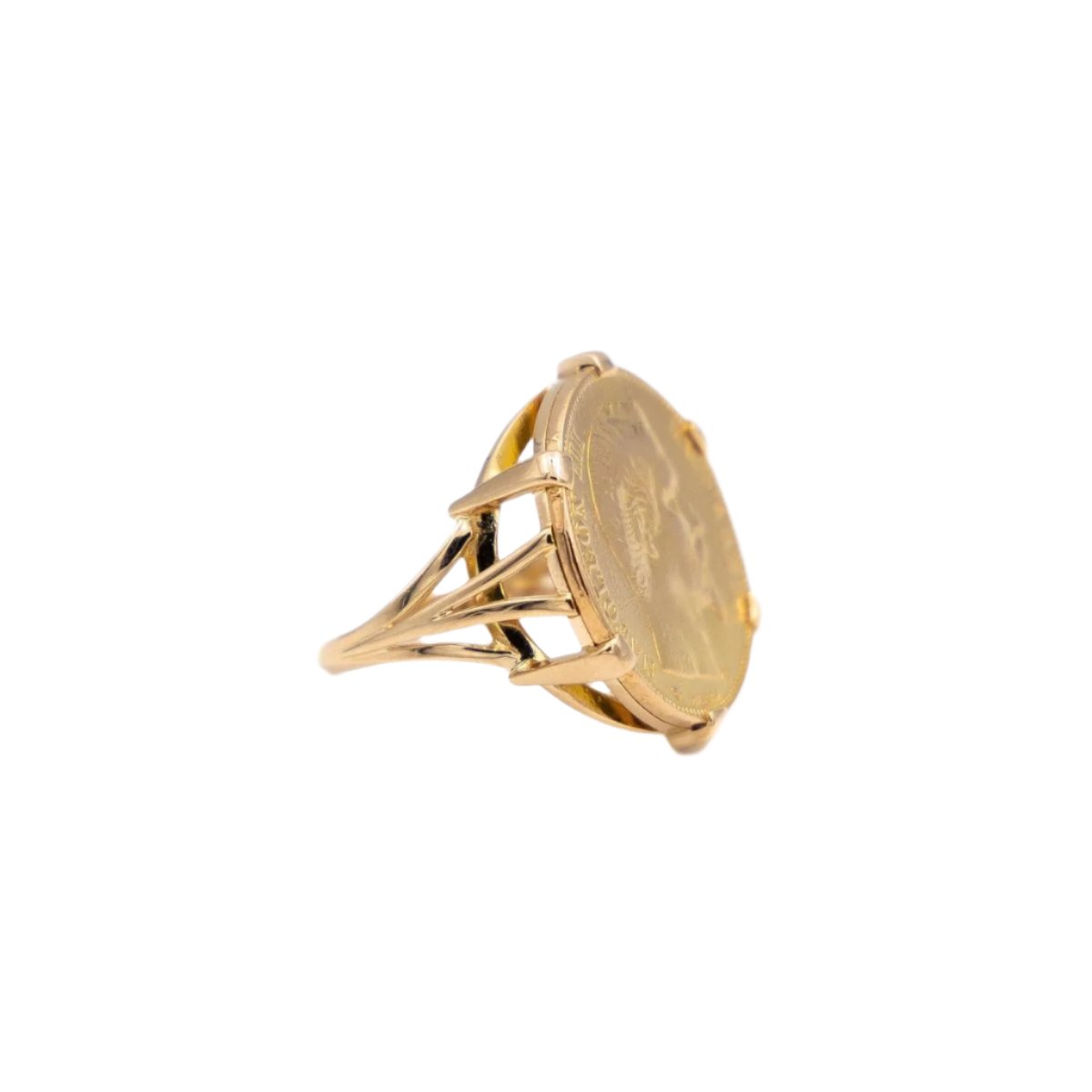 Bague Chevalière pièce en or jaune - Castafiore