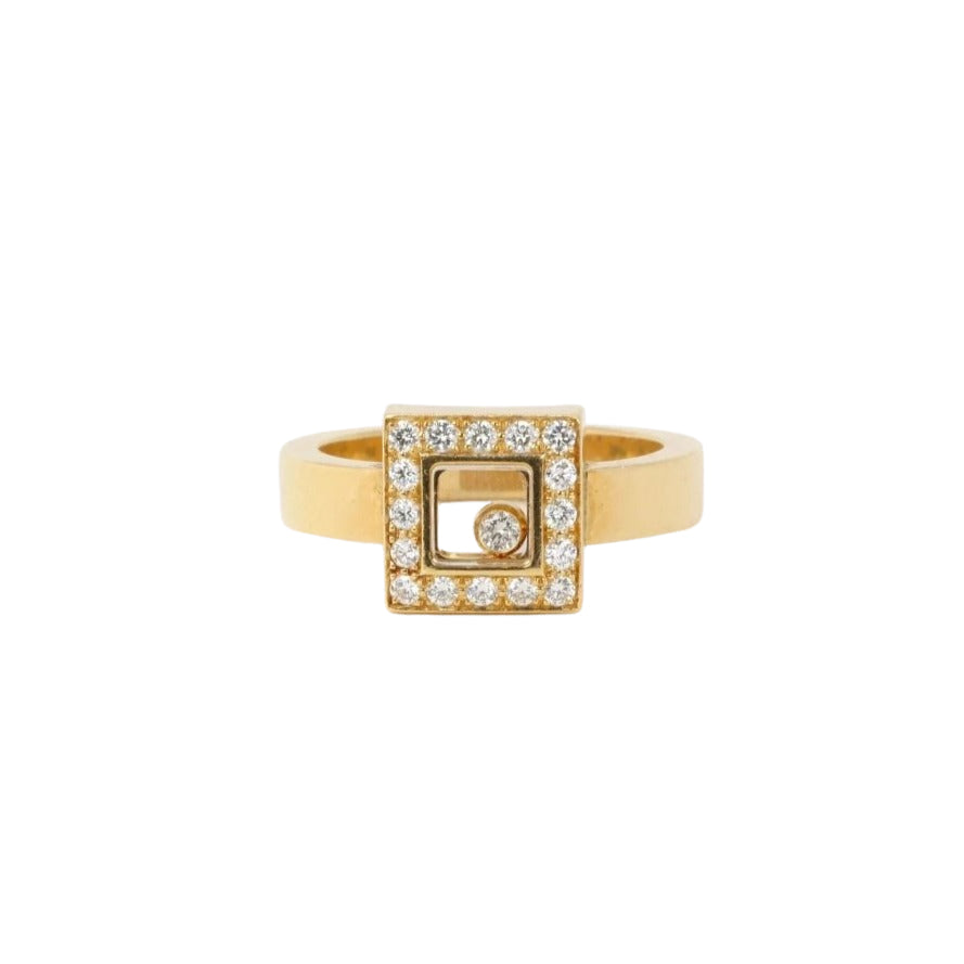 Chopard Happy Diamonds square ring in gold and diamonds