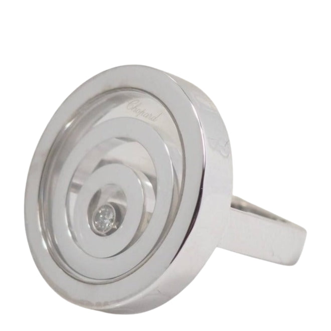 Bague CHOPARD "Happy Spirit" en or blanc et diamant mobile - Castafiore