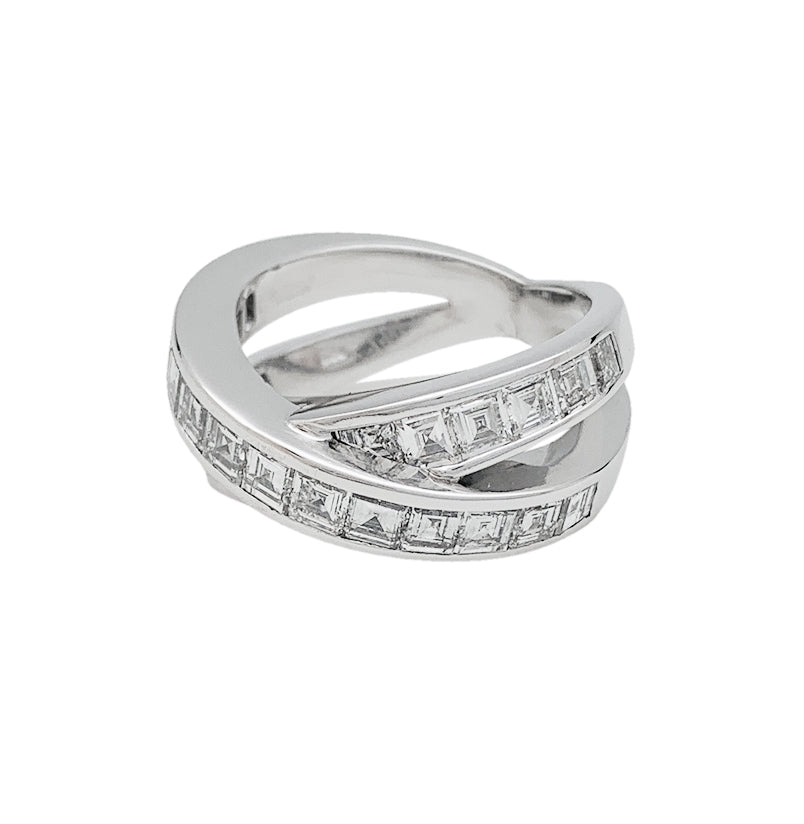 Bague CHOPARD or blanc, diamants carrés - Castafiore