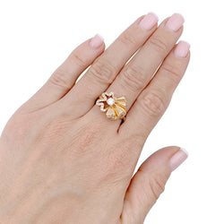 Bague CHRISTIAN DIOR "Archi Dior Cocotte" en or rose et diamants. - Castafiore