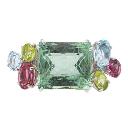 Bague Cocktail béryl et or blanc - Castafiore