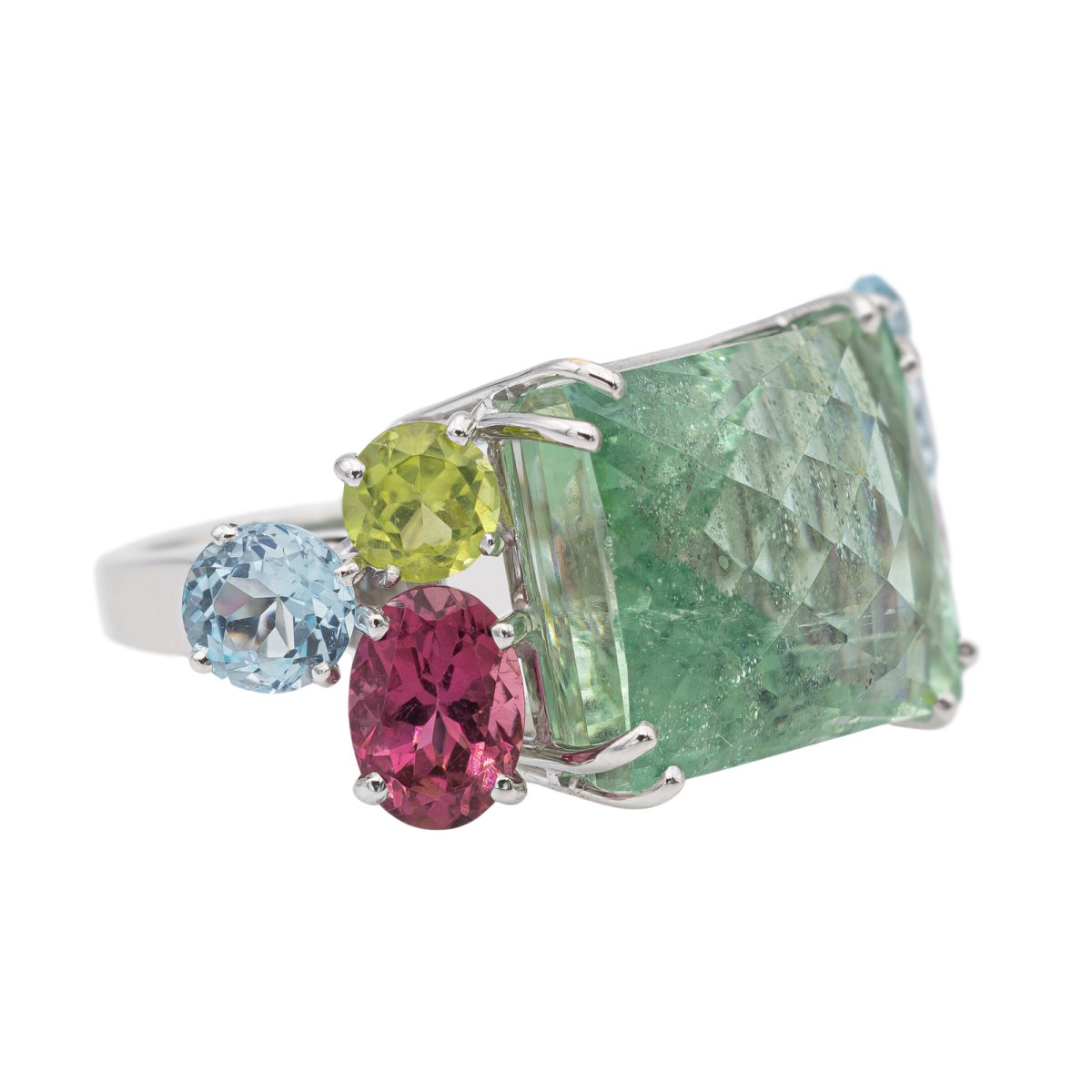 Bague Cocktail béryl et or blanc - Castafiore