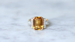Bague cocktail citrine et diamants - Castafiore