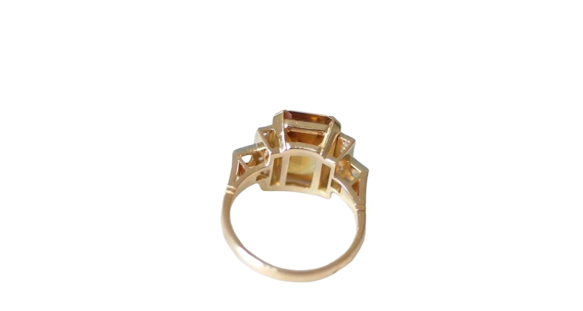 Bague cocktail citrine et diamants - Castafiore