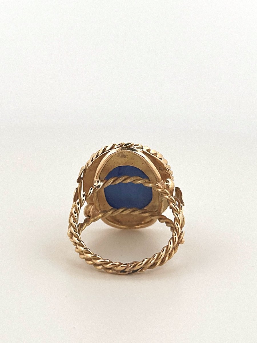 Bague Cocktail en or jaune effet lapis lazuli - Castafiore