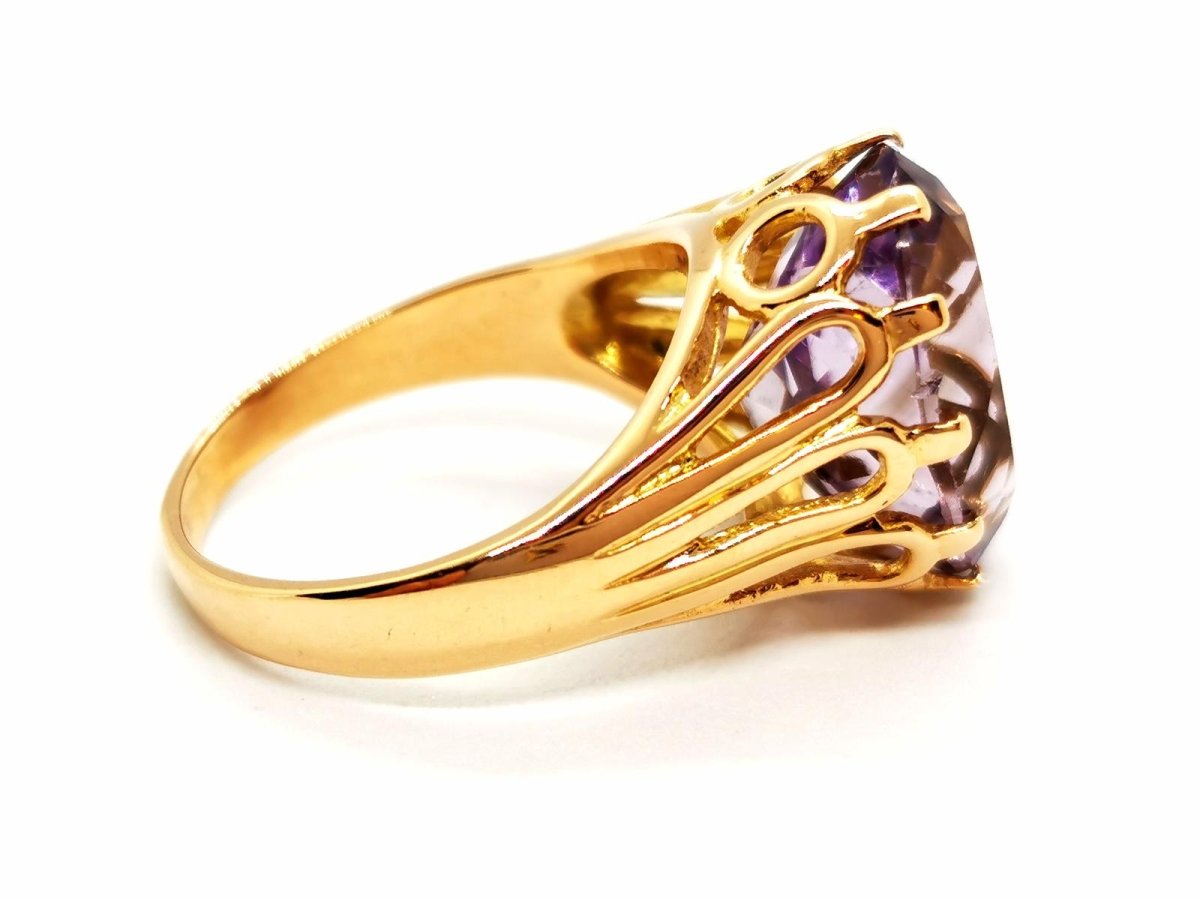 Bague Cocktail en or jaune et améthyste - Castafiore