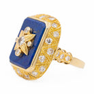 Bague Cocktail en or jaune, lapis-lazuli et diamants - Castafiore